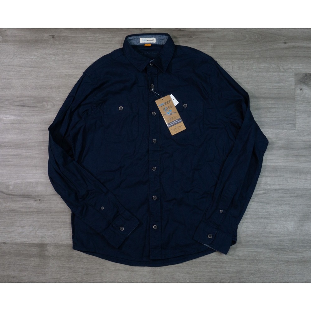 $88 Tailor Vintage PURETec Cool Performance Antimicrobial Button Up Shirt Mens S